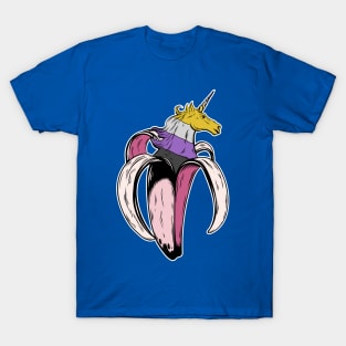 Nonbinary Unicorn Banana LGBT Pride Flag T-Shirt